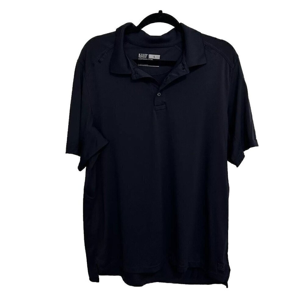 5.11 Tactical Mens Shirt Size L Black Polo Shirt Cotton Short Sleeve Lightweight